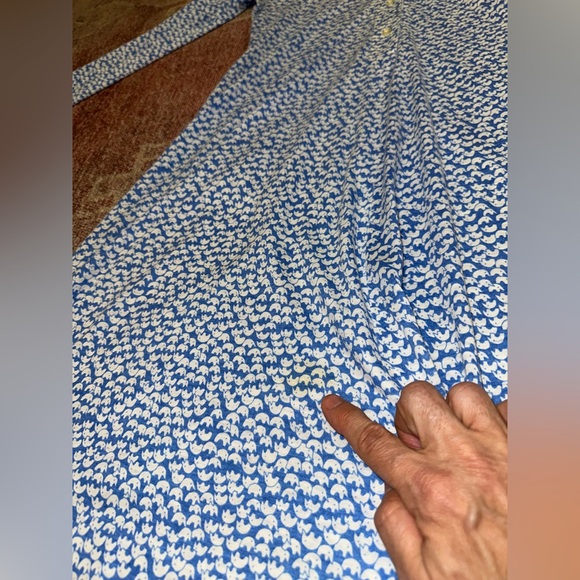 Tanner vintage elephant print lightweight button down long sleeve midi dress  8 - Picture 8 of 14